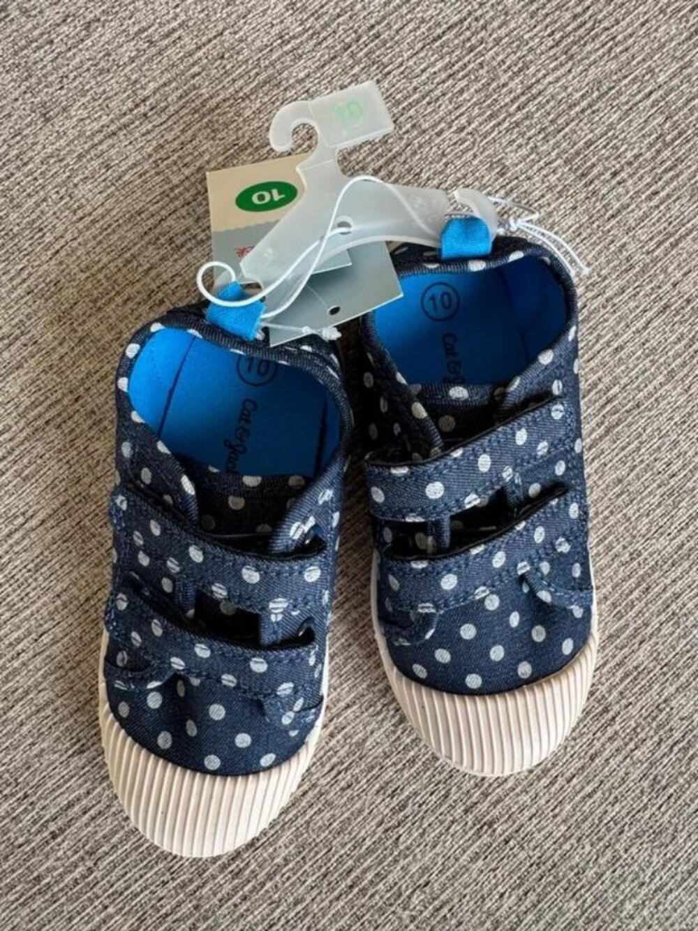 Cat & Jack Girls Navy Polka Dot Velcro Sneakers